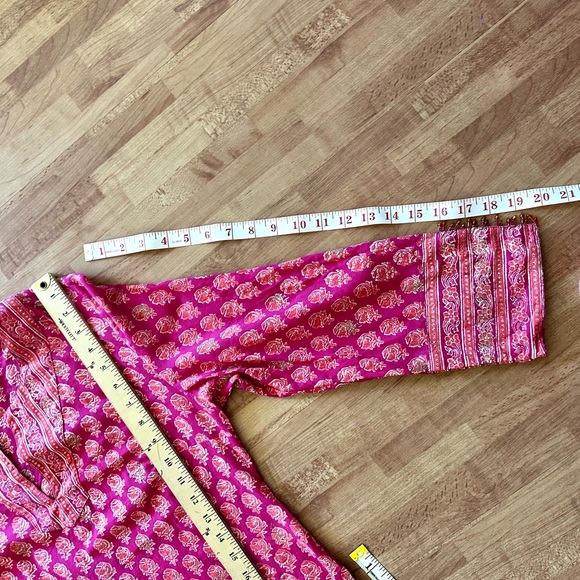 EAST ARTISAN with ANOKHI Floral Cotton Tunic Dress Top Size 10 Colors Pink Gold - Picture 11 of 15